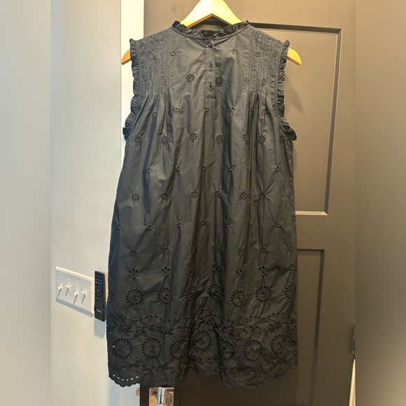 Gap x Doen Dress eyelet ruffle mini dress black sleeveless medium NEW baby doll - Picture 8 of 12